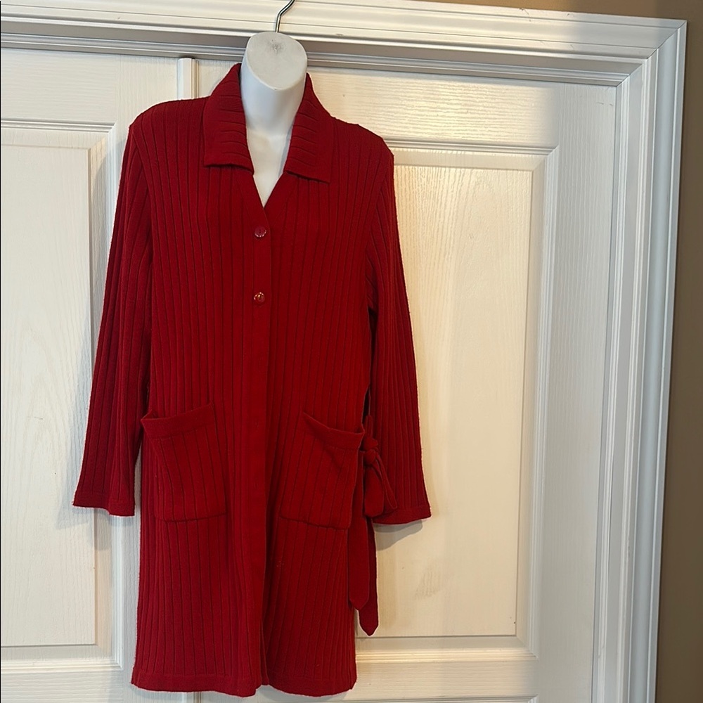 Sag Harbor Red Cardigan Sweater
